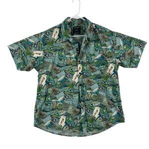 Berrer Men’s SZ 2XL Retro Travel Print Hawiian Button Up Shirt